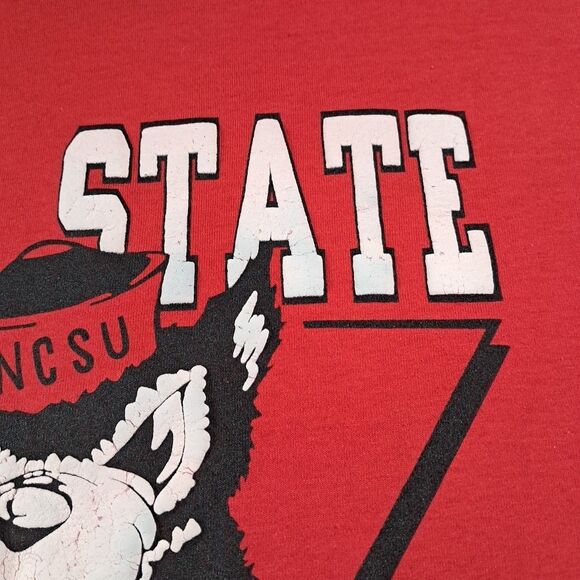 NC State Wolfpack Vintage Red Single Stitch Screen Stars 3D Xl Tshirt - Picture 5 of 13